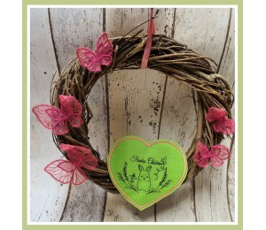 Stickdatei - Frohe Ostern Hase im Kranz inkl. Einzeldateien